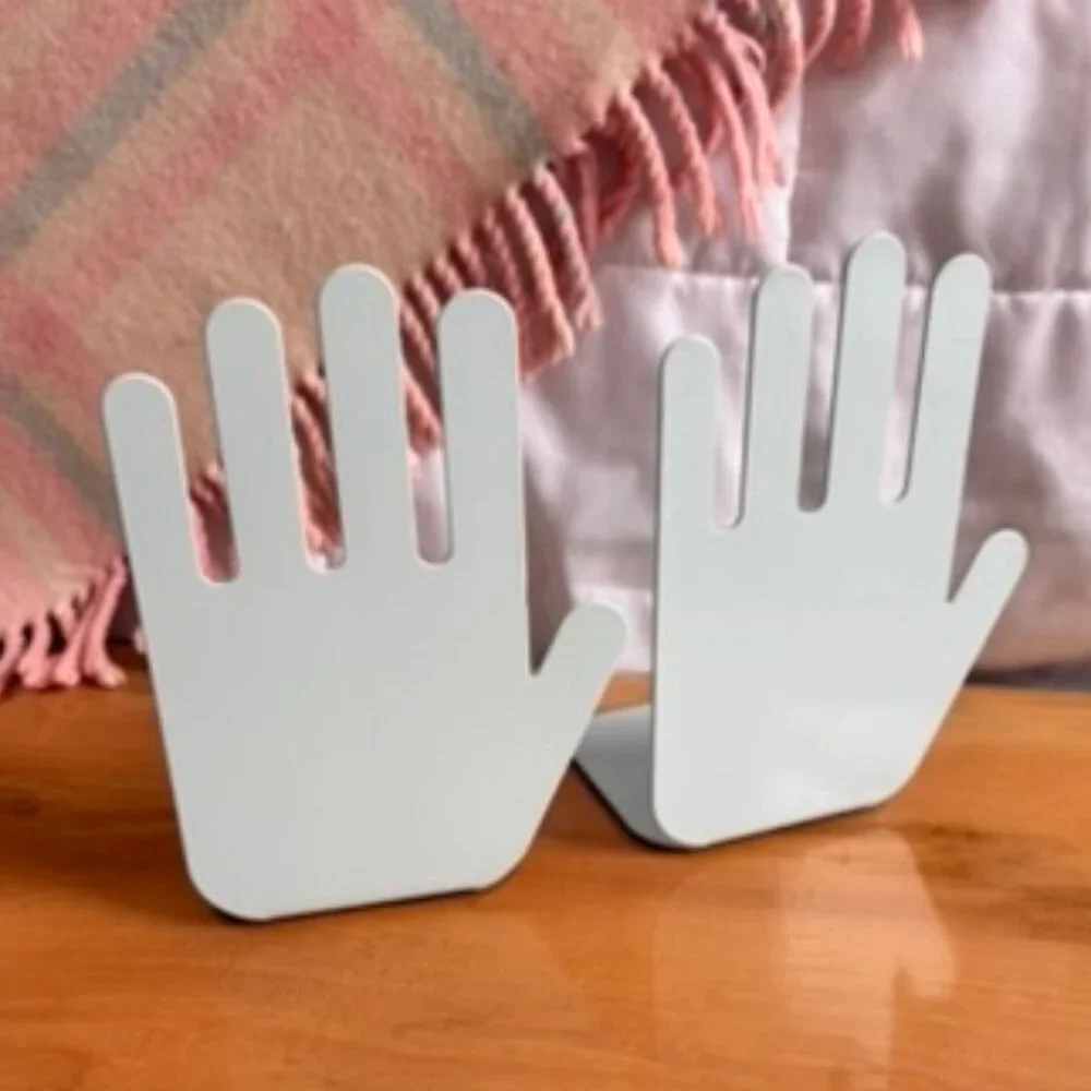 Retired Jonathon Adler Post Modern Pop Art Metal Hand / Palm Bookends